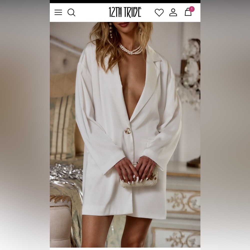 Halley White Satin Blazer